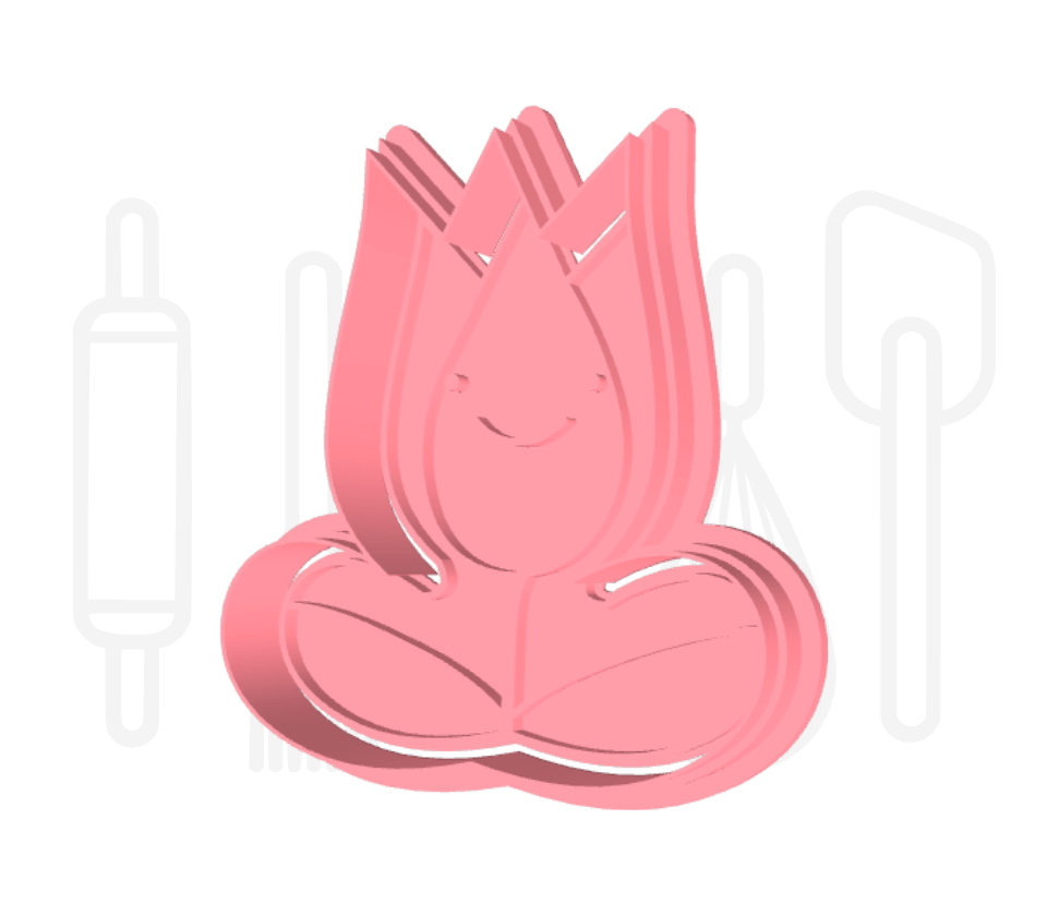 Tulp met blad uitsteker + stempel - 3D geprint