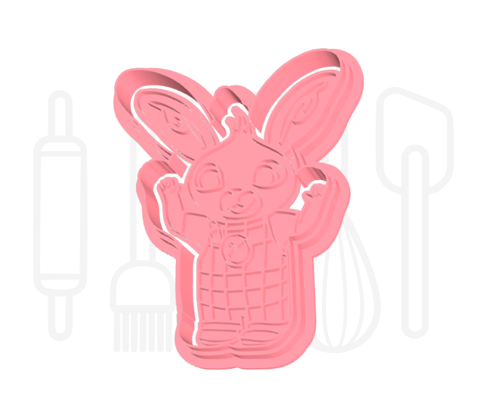 Tekenfilm konijn uitsteker + stempel - 3D-geprint