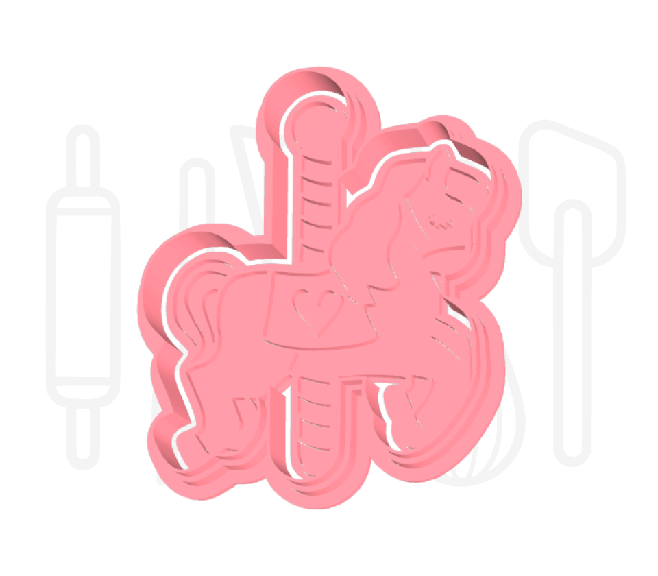 Carousel paard uitsteker + stempel - 3D-geprint