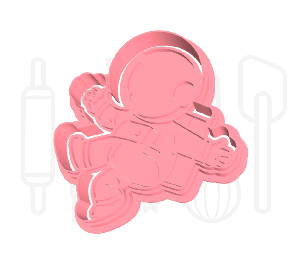 Astronaut 2 uitsteker + stempel - 3D-geprint