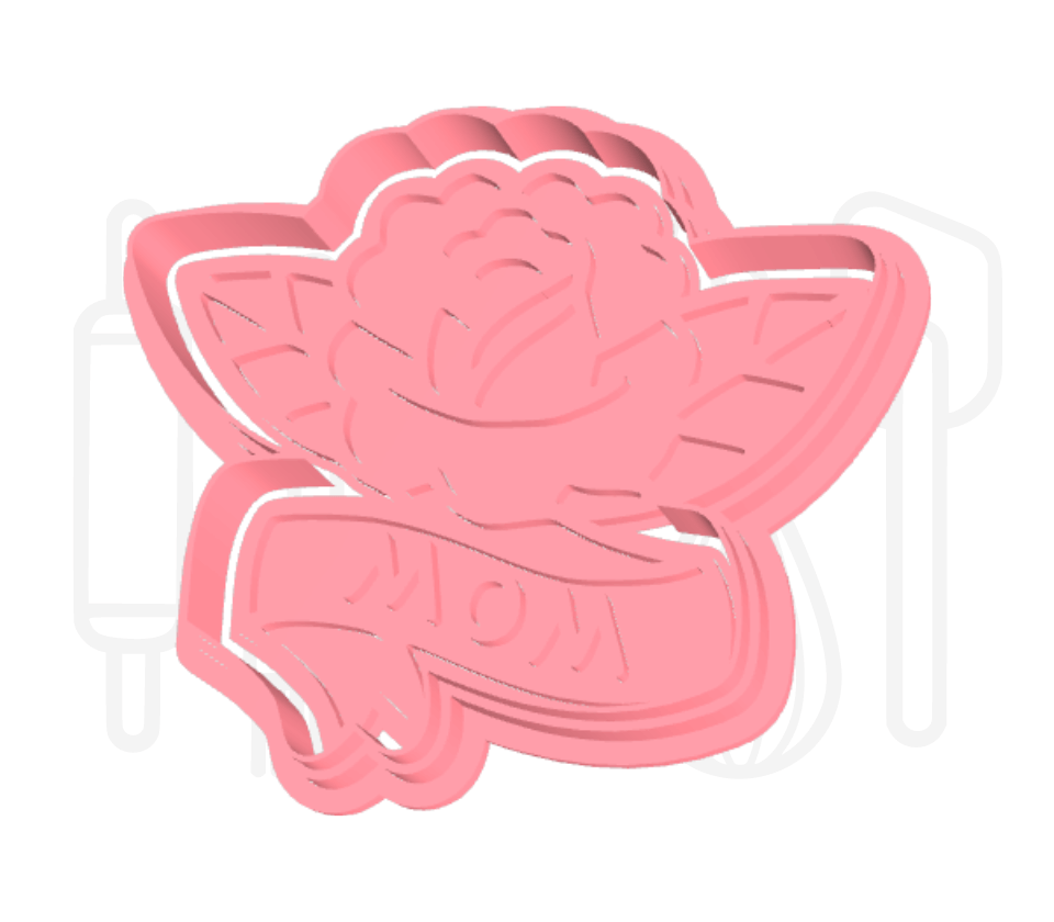 Mom met roos uitsteker + stempel - 3D-geprint