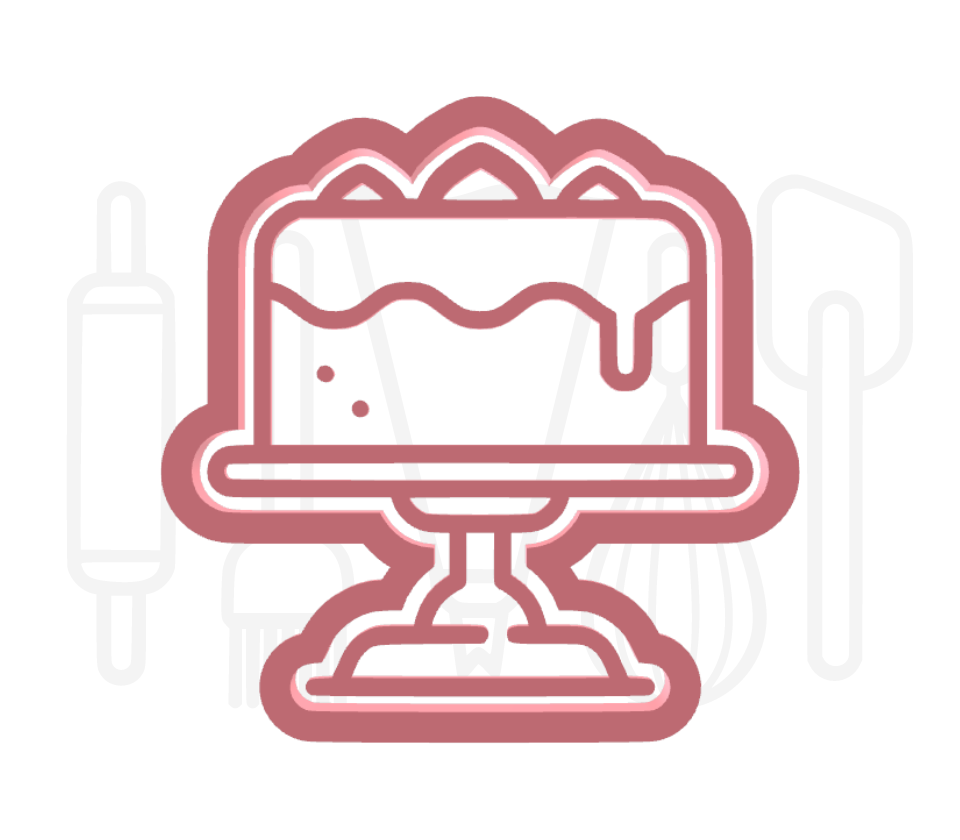 Taart op standaard uitsteker + stempel - 3D-geprint