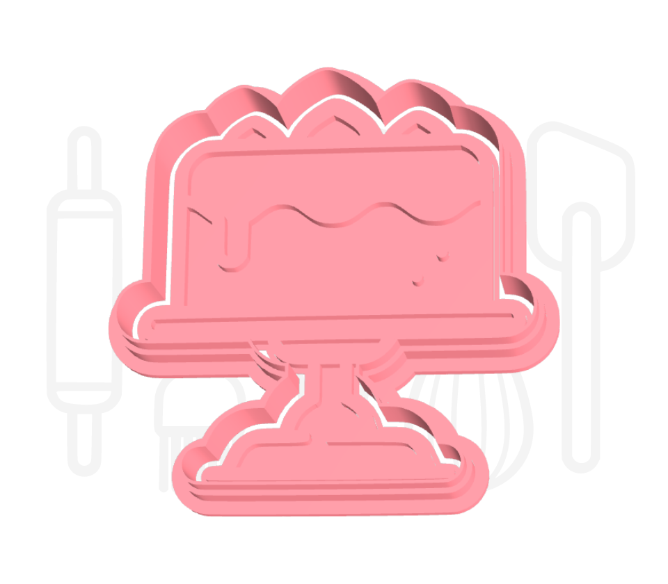 Taart op standaard uitsteker + stempel - 3D-geprint