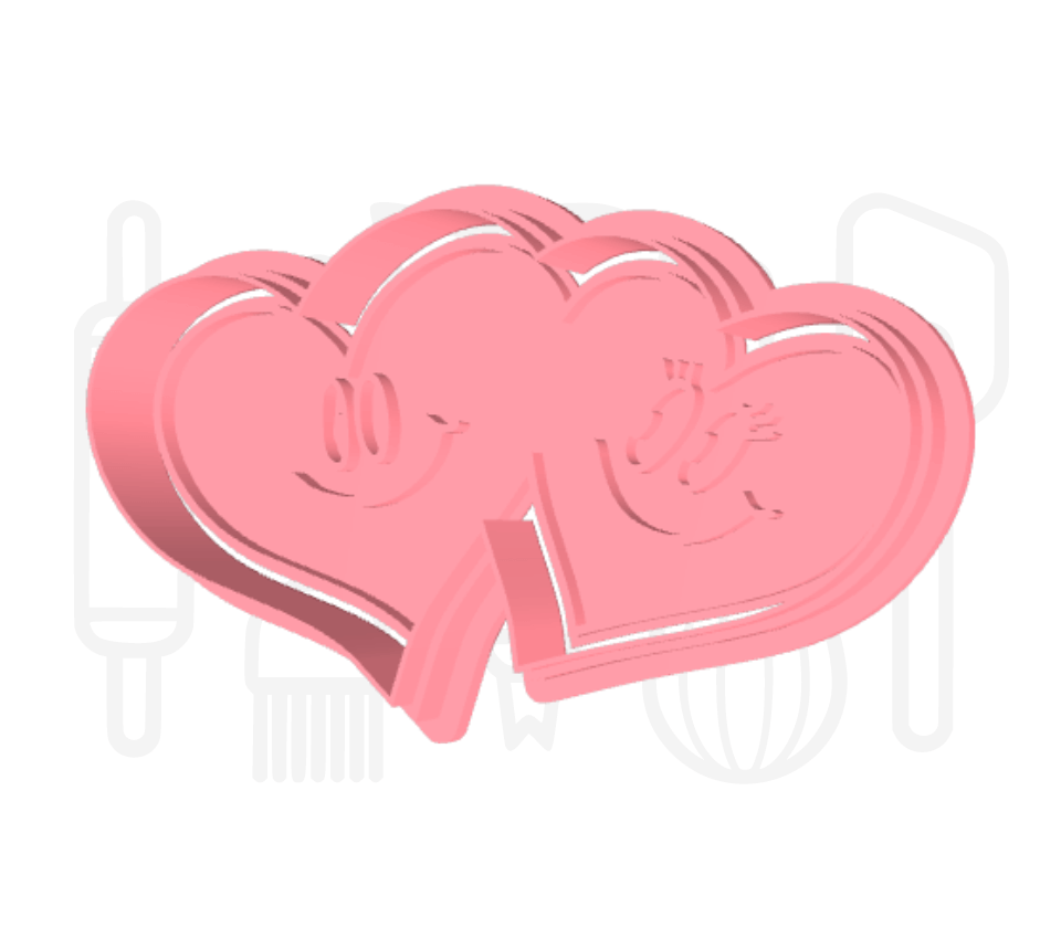 Dubbele harten uitsteker + stempel - 3D geprint