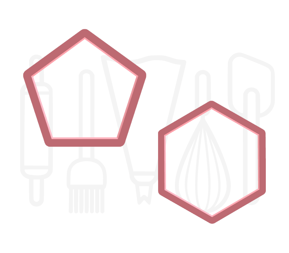 Hexagon + Pentagon (voetbal vlakken) uitsteker set - 3D geprint