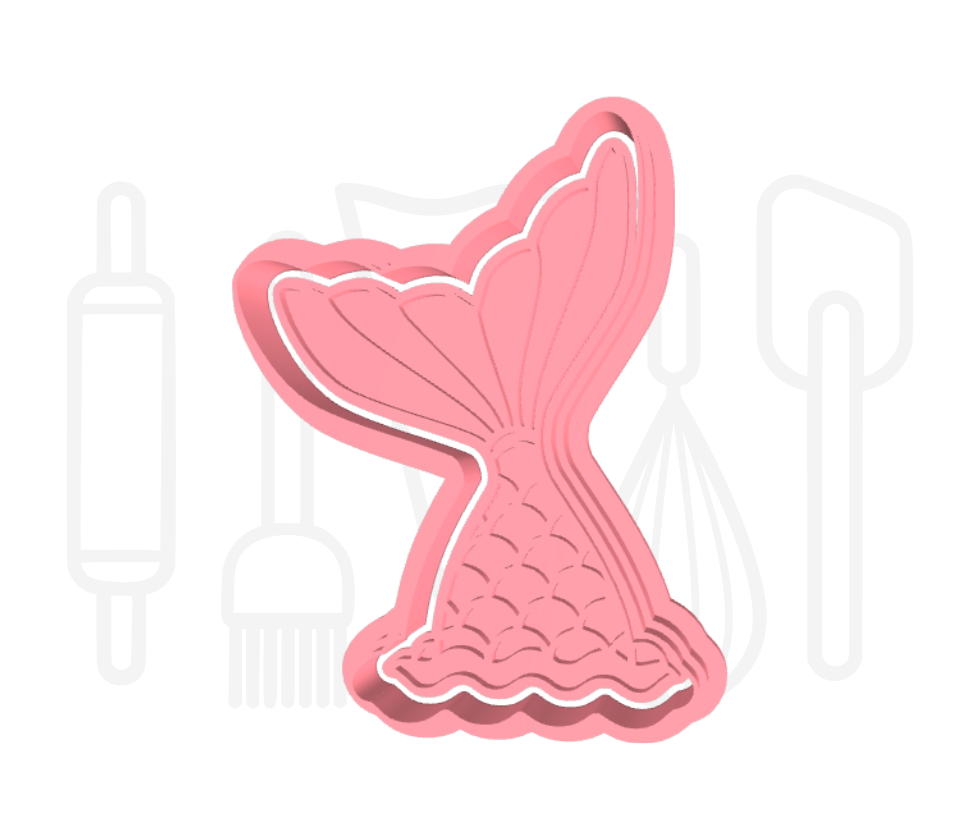 Zeemeerminstaart uitsteker + stempel - 3D geprint