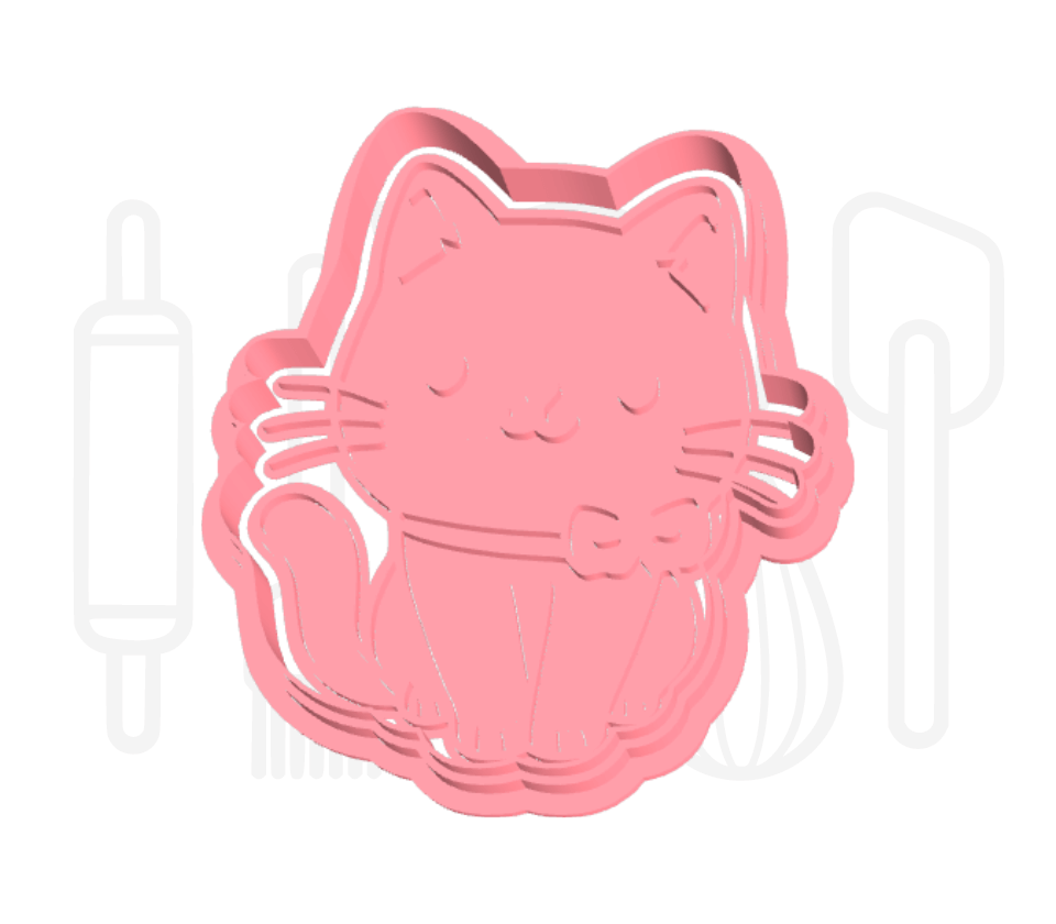 Kat zittend uitsteker + stempel - 3D-geprint