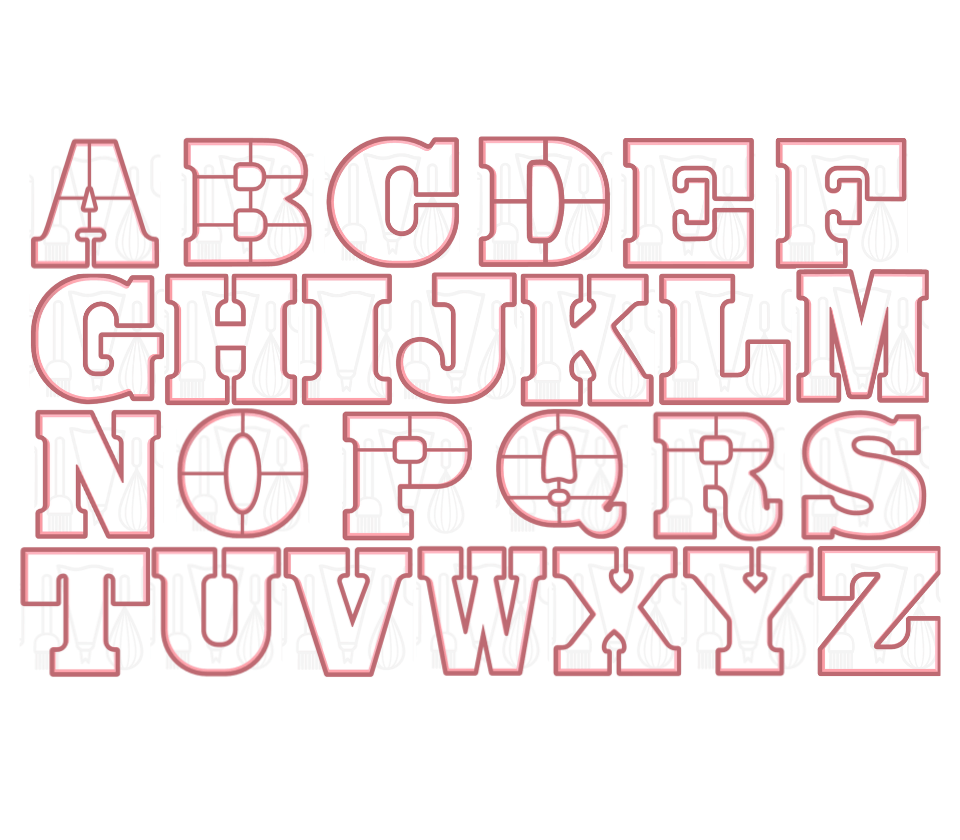 Letter A t/m Z uitstekers - set/26 - Chocoladeletter - 3D geprint