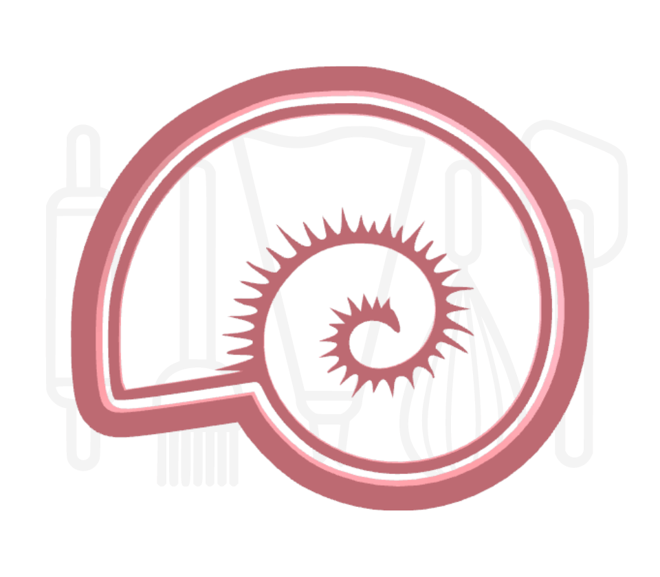 Ammoniet schelp uitsteker + stempel - 3D-geprint