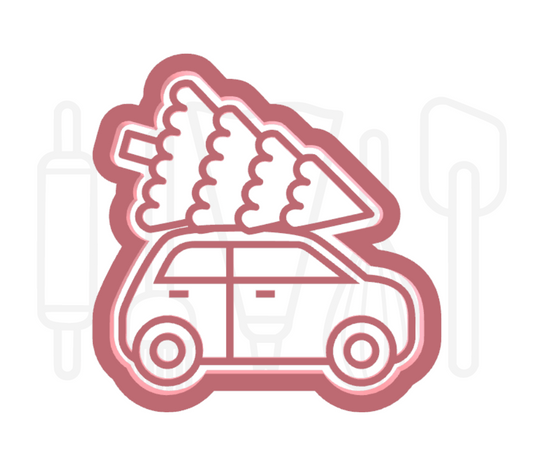 Auto met kerstboom uitsteker + stempel - 3D-geprint