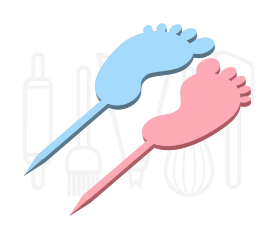 Cocktailprikker - Gender reveal baby voetjes 12 stuks