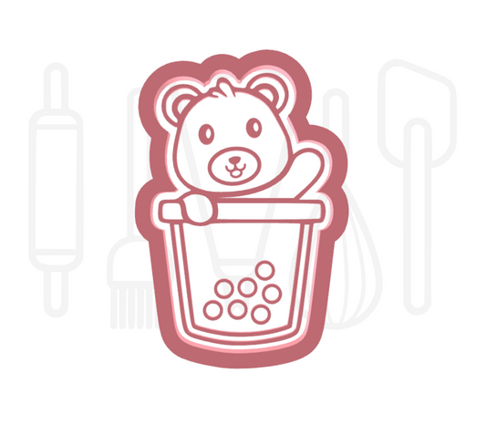 Beertje in bubbletea uitsteker + stempel - 3D-geprint