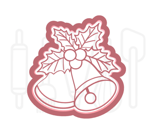 Kerstklokken met hulst uitsteker + stempel - 3D-geprint