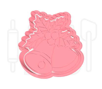 Kerstklokken met hulst uitsteker + stempel - 3D-geprint