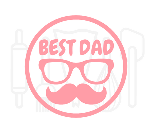 Fondant stempel Best dad met snor en bril - 3D Geprint