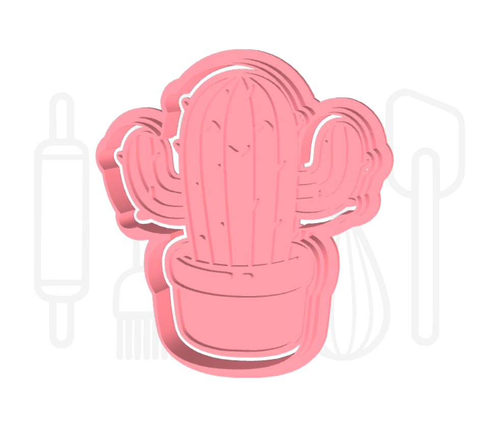 Cactus met gezichtje uitsteker + stempel - 3D geprint