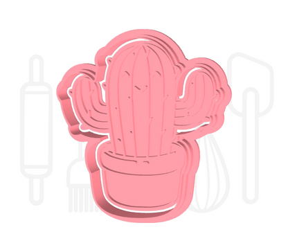 Cactus met gezichtje uitsteker + stempel - 3D geprint