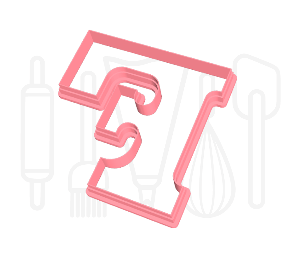Letter F uitsteker - chocolade letter - 3D geprint