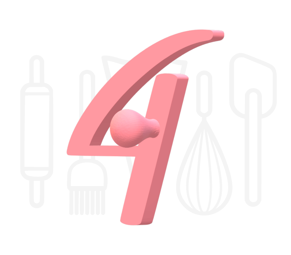 Stempel cijfer 4 - script - 3D geprint