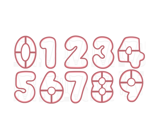 Cijfer 0 t/m 9 uitstekers - set/9 - Rond - 3D geprint