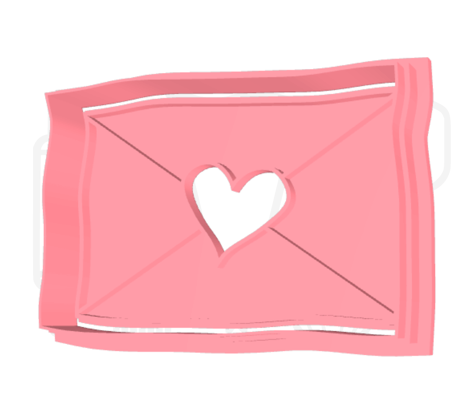 Envelop met hartje uitsteker + stempel - 3D geprint