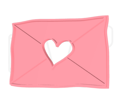 Envelop met hartje uitsteker + stempel - 3D geprint