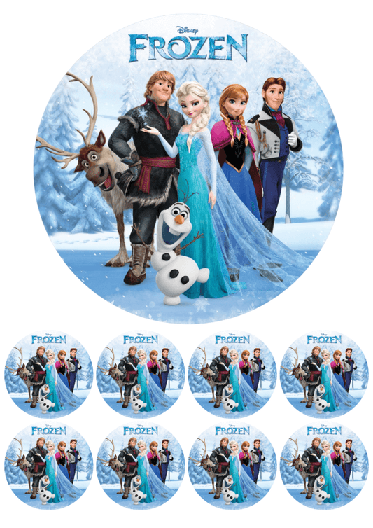 Eetbare print - 17,5 cm rond + 8 rondjes 5 cm - IJsprinses