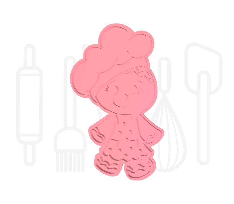 Gingerbread bakkertje uitsteker + stempel - 3D geprint