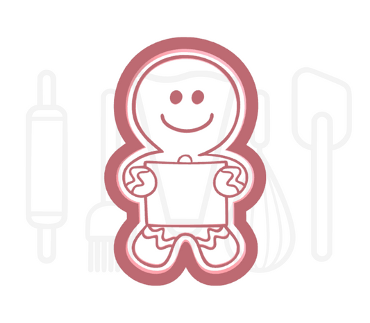 Gingerbread poppetje met naambordje uitsteker + stempel - 3D-geprint