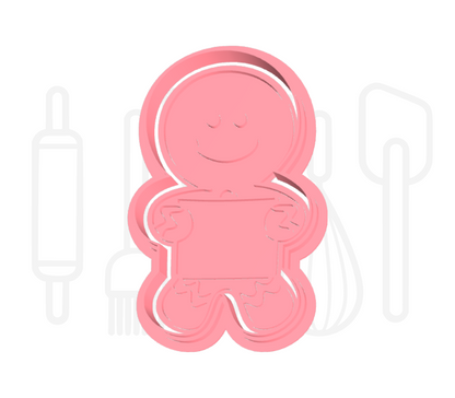 Gingerbread poppetje met naambordje uitsteker + stempel - 3D-geprint