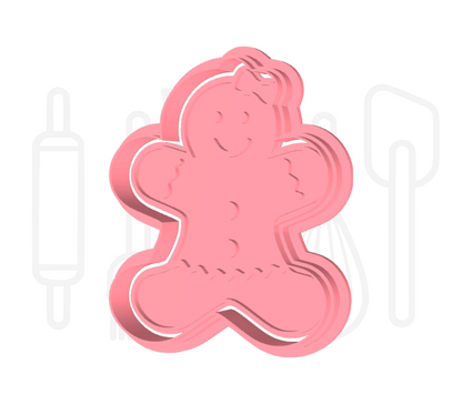 Gingerbread poppetje met jurkje uitsteker + stempel - 3D geprint