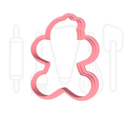 Gingerbread poppetje met jurkje uitsteker + stempel - 3D geprint