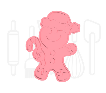 Gingerbread poppetje met kerstmuts uitsteker + stempel - 3D geprint