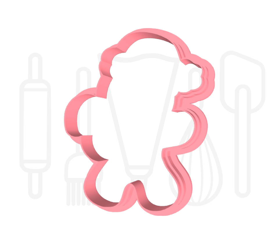 Gingerbread poppetje met kerstmuts uitsteker + stempel - 3D geprint