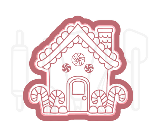 Gingerbread snoephuisje uitsteker + stempel - 3D-geprint