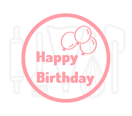 Fondant stempel Happy birthday met ballonnen - 3D Geprint