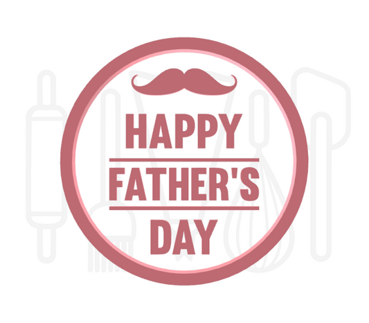Happy fathersday met snor uitsteker + stempel - 3D geprint