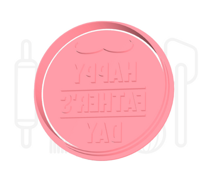 Happy fathersday met snor uitsteker + stempel - 3D geprint