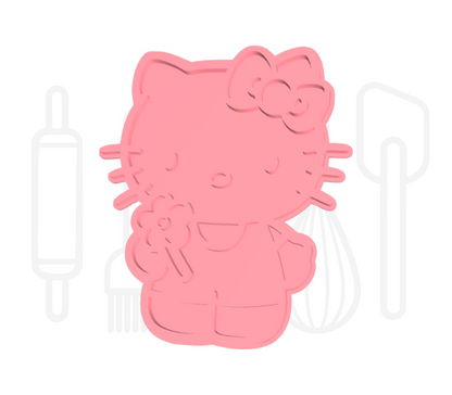 Poes met strikje uitsteker + stempel - 3D-geprint