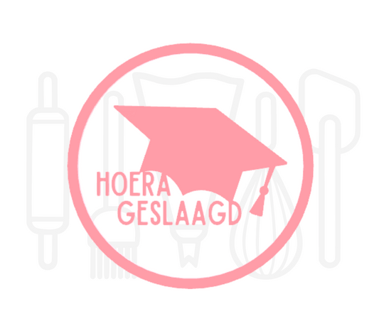 Fondant stempel Hoera geslaagd met hoedje - 3D Geprint