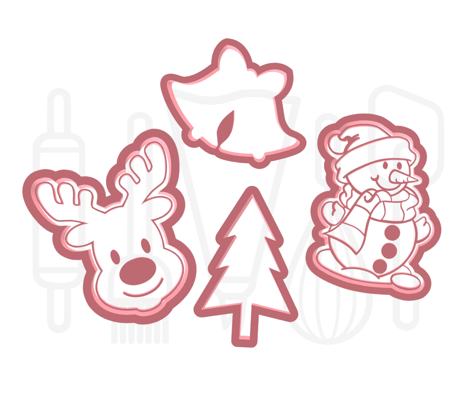 Kerst uitstekers set 2  - 3D geprint