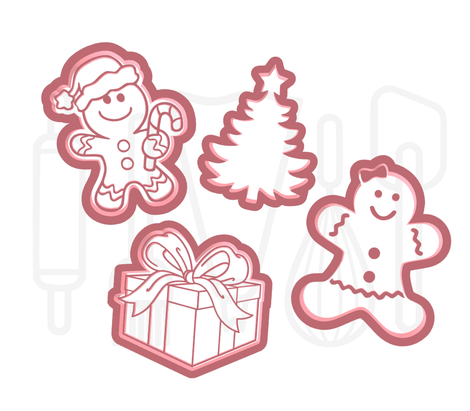 Kerst uitstekers set 3  - 3D geprint