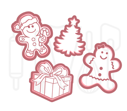 Kerst uitstekers set 3  - 3D geprint