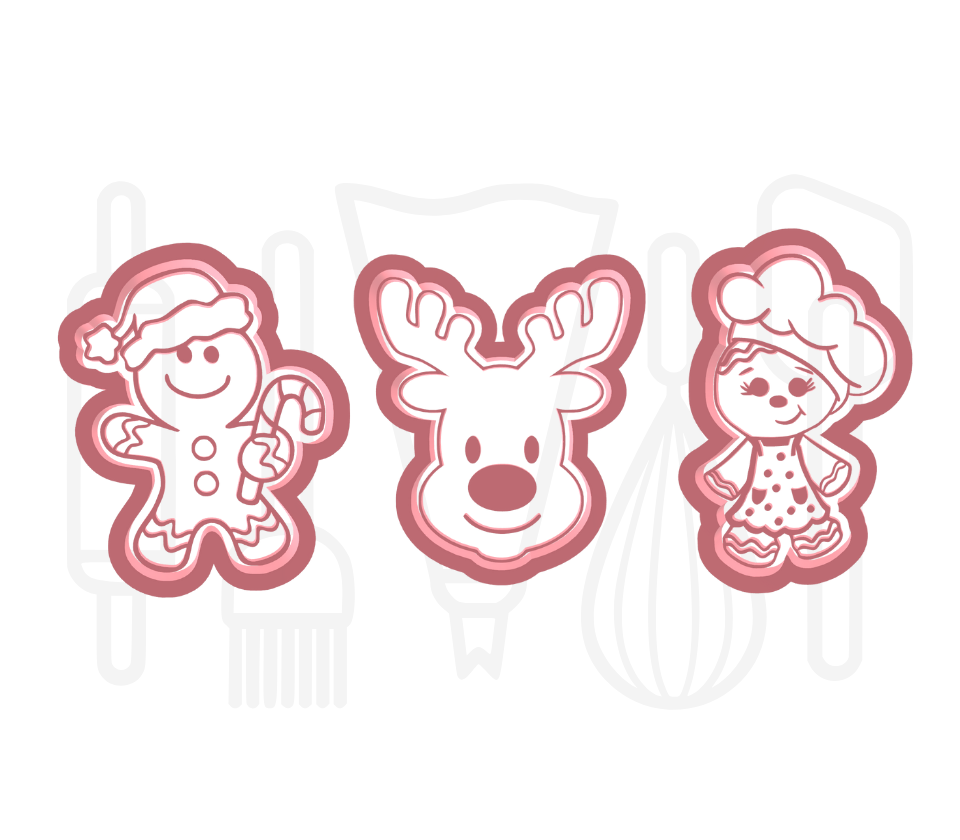 Kerst uitstekers set 4  - 3D geprint