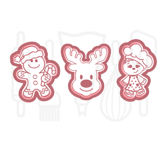 Kerst uitstekers set 4  - 3D geprint