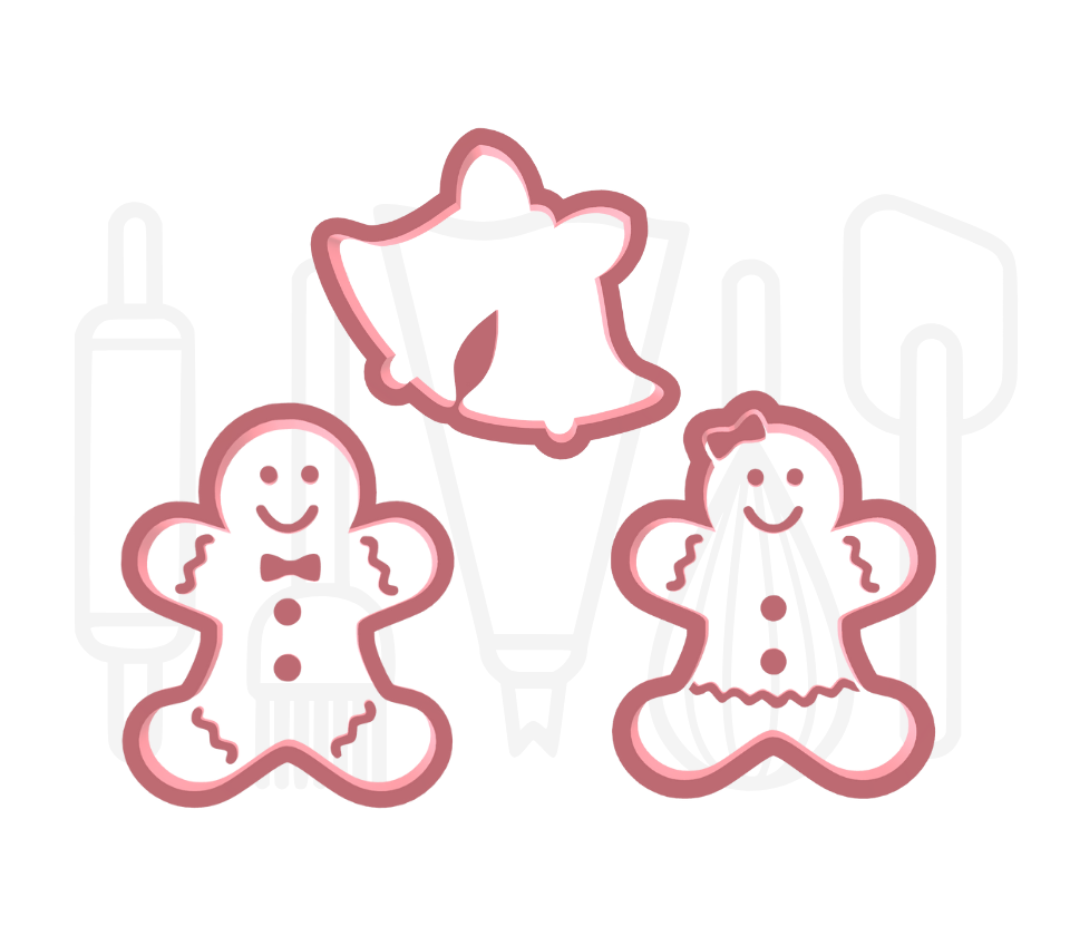Kerst uitstekers set 5  - 3D geprint