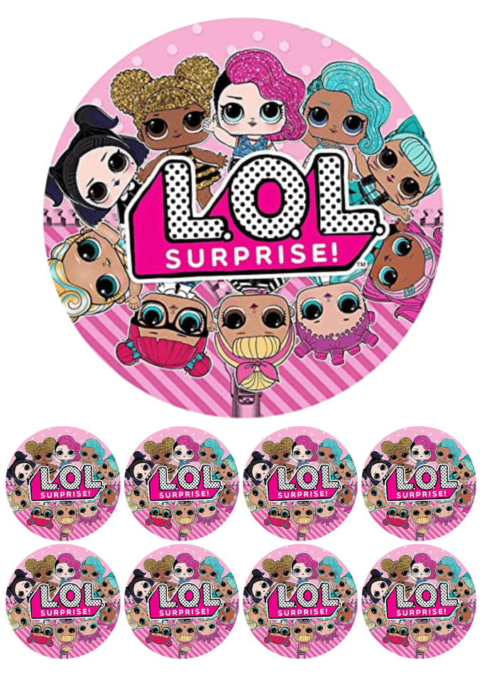 Eetbare print - 17,5 cm rond + 8 rondjes 5 cm - #LOL