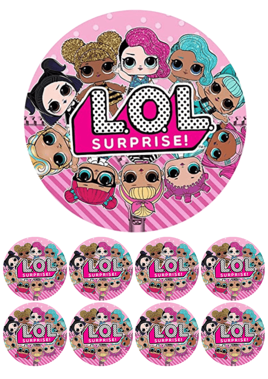 Eetbare print - 17,5 cm rond + 8 rondjes 5 cm - #LOL