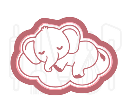 Olifant op wolk uitsteker + stempel - 3D-geprint