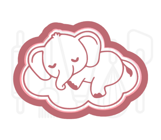 Olifant op wolk uitsteker + stempel - 3D-geprint